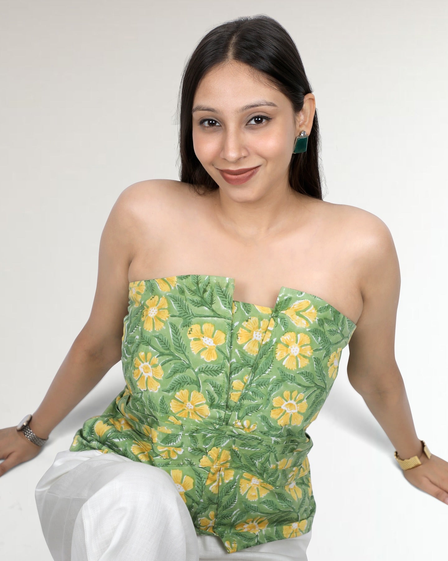 Green Lush Corset-style Top