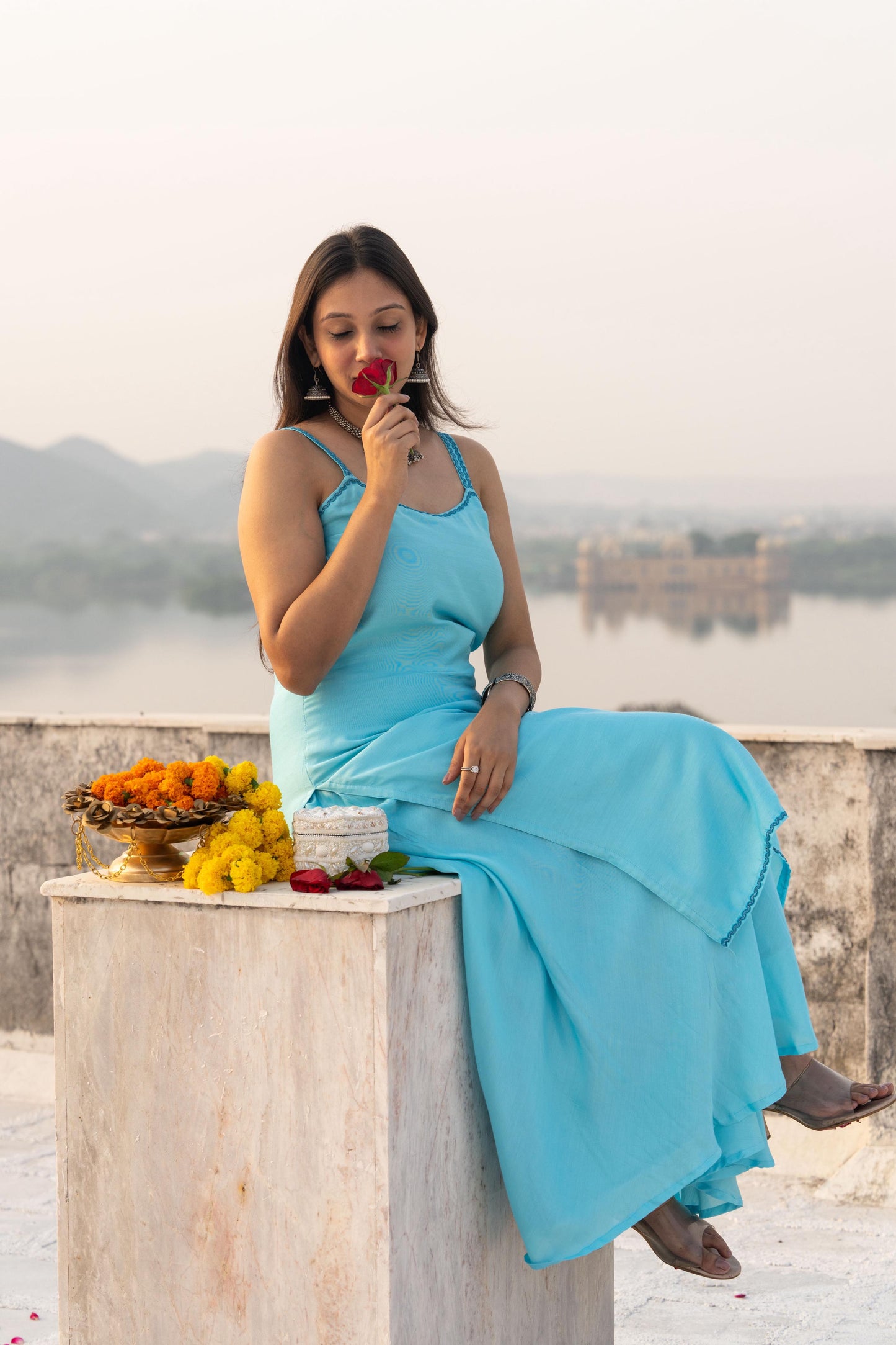 Aqua-Marine Strappy Kurta Set