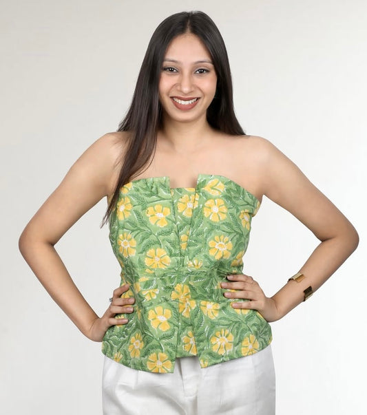 Green Lush Corset-style Top