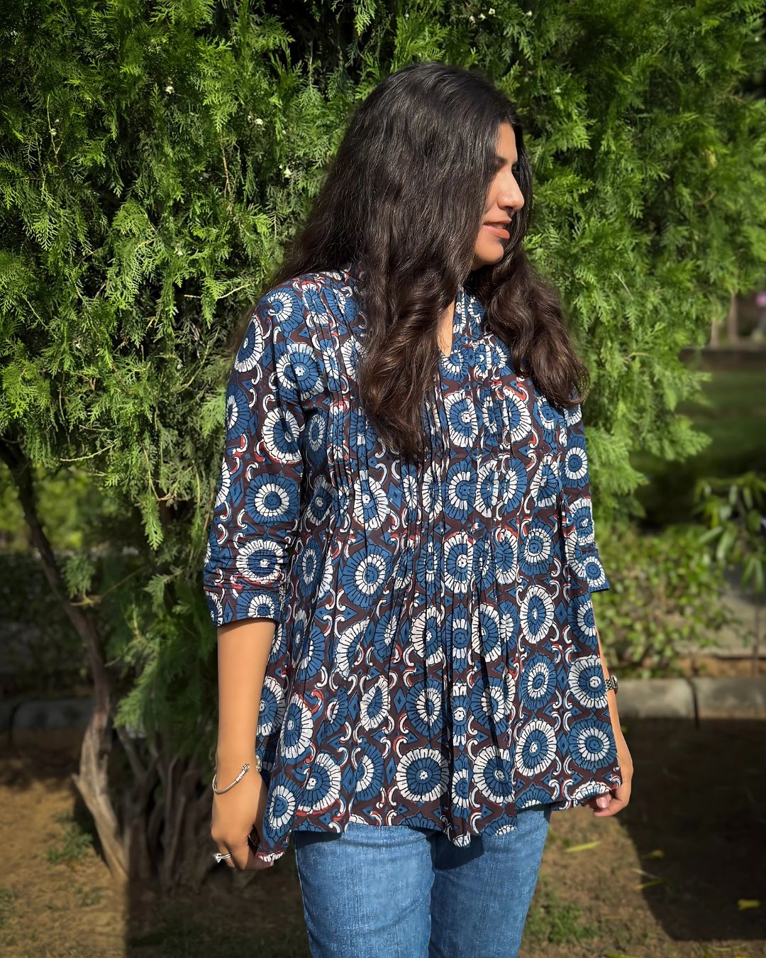Akira Indigo Sleeved Short Kurti