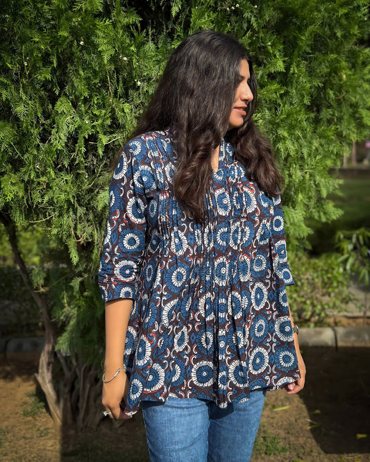Akira Indigo Sleeved Short Kurti
