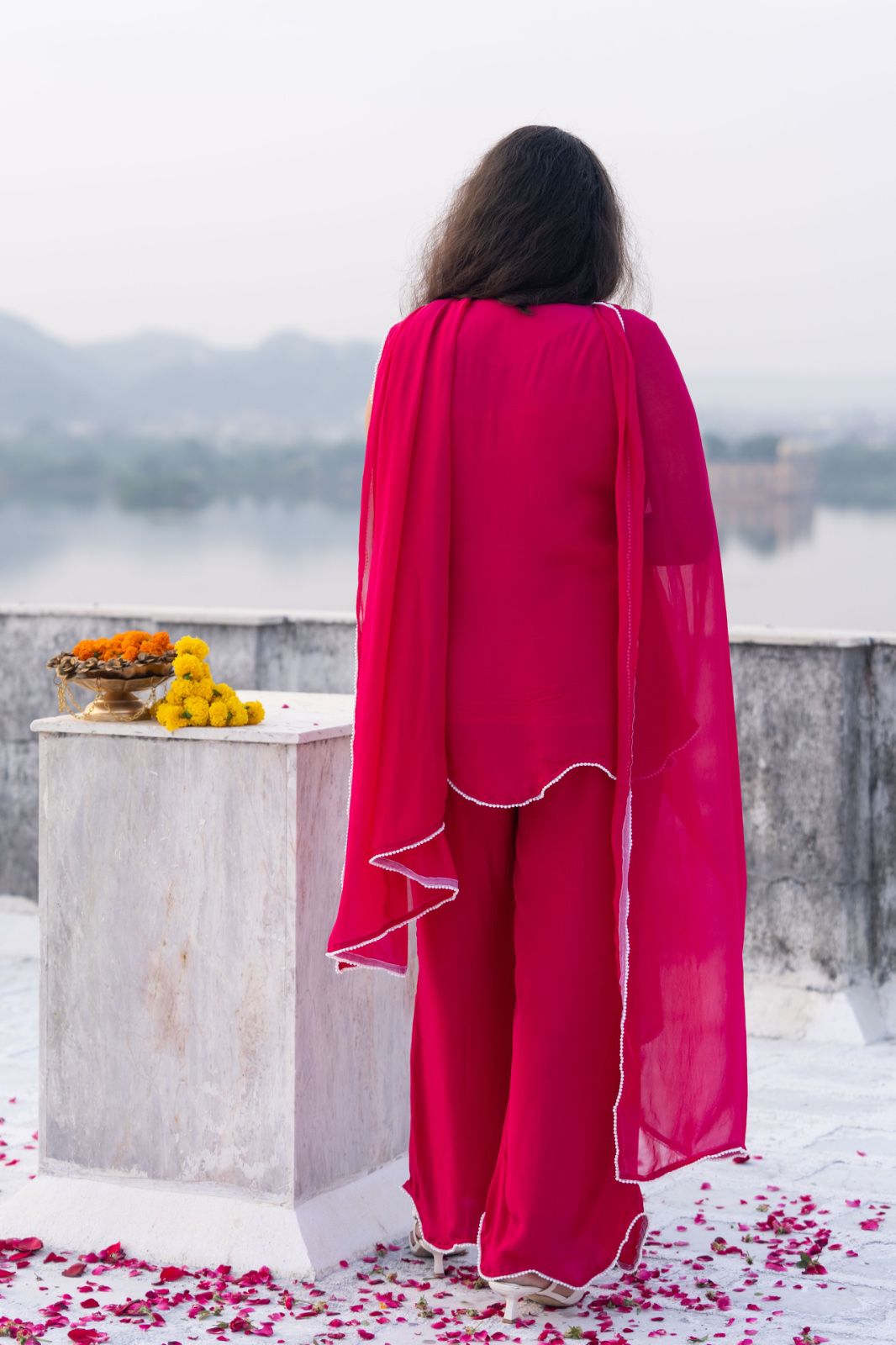 Fuchsia Palazzo Kurta Set