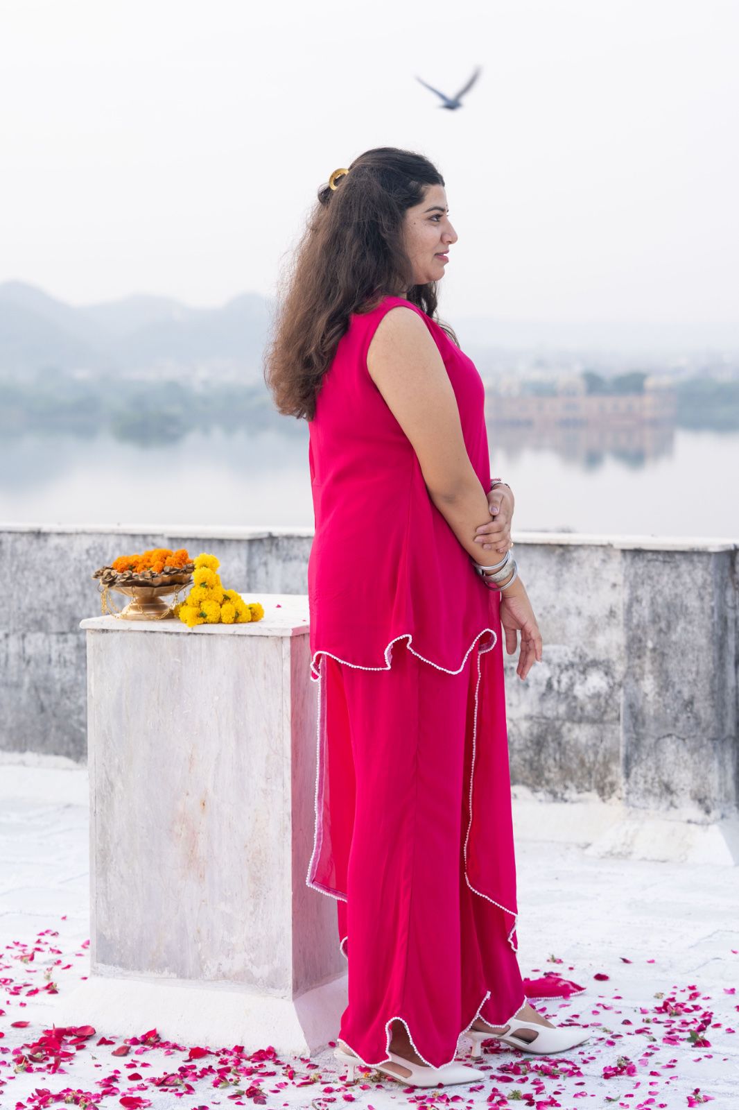 Fuchsia Palazzo Kurta Set