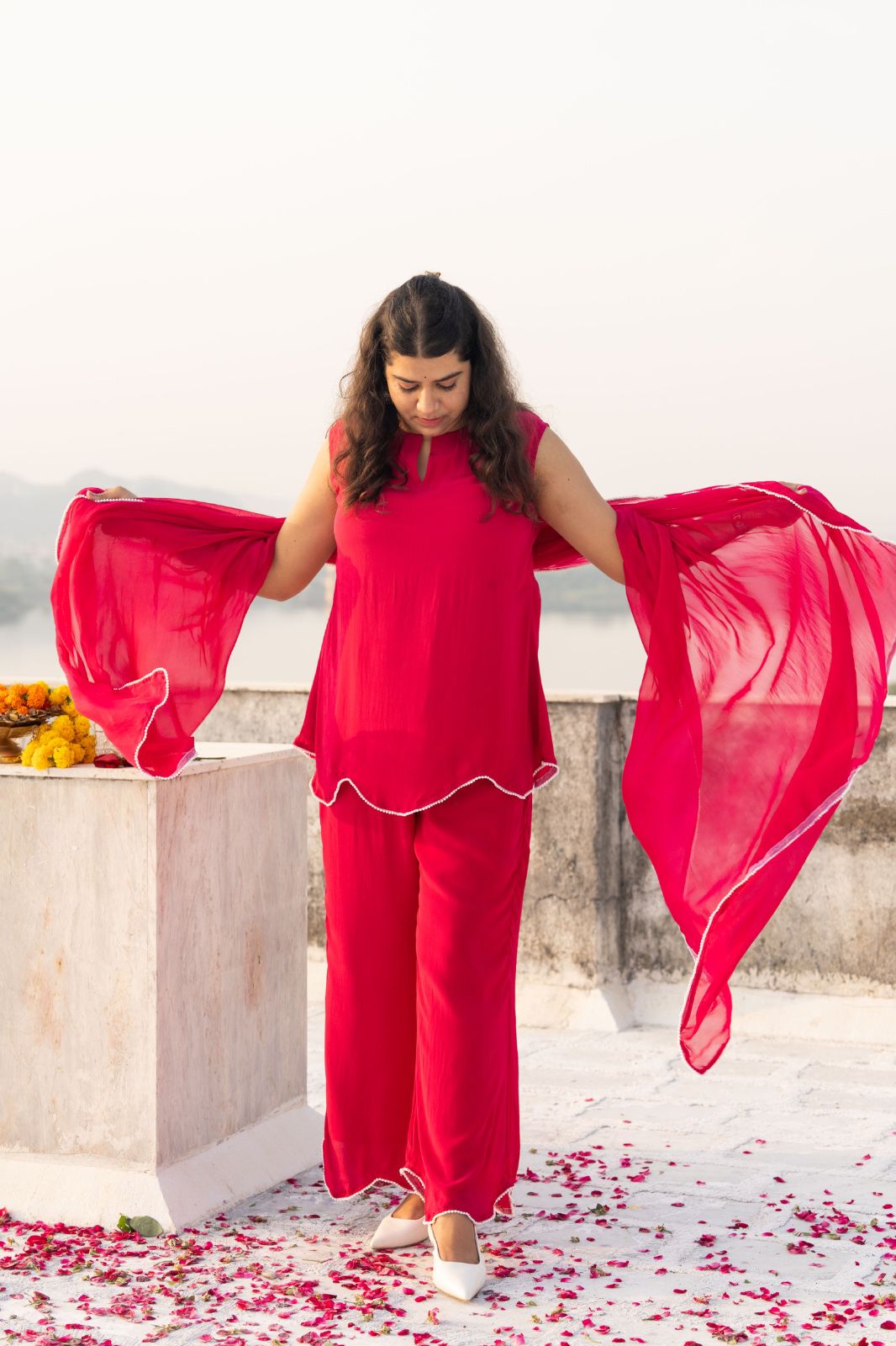 Fuchsia Palazzo Kurta Set