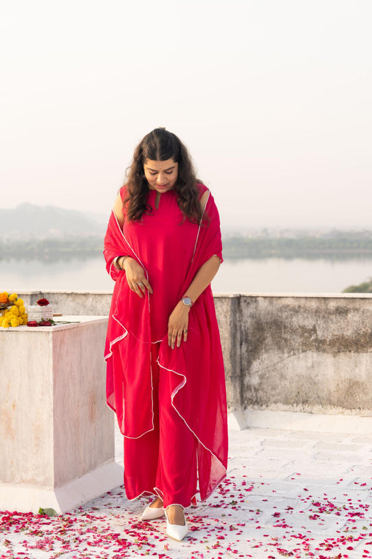 Fuchsia Palazzo Kurta Set