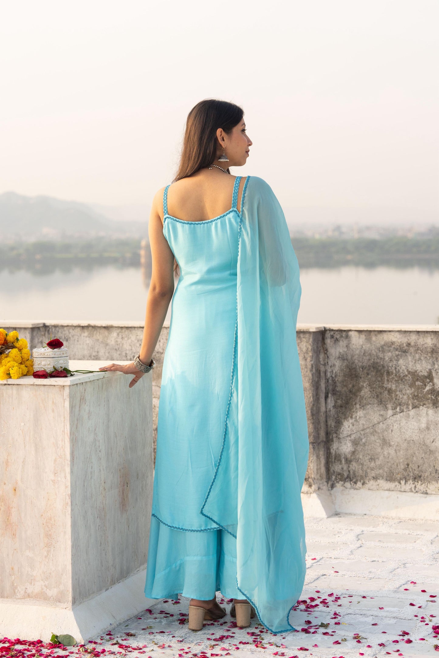 Aqua-Marine Strappy Kurta Set