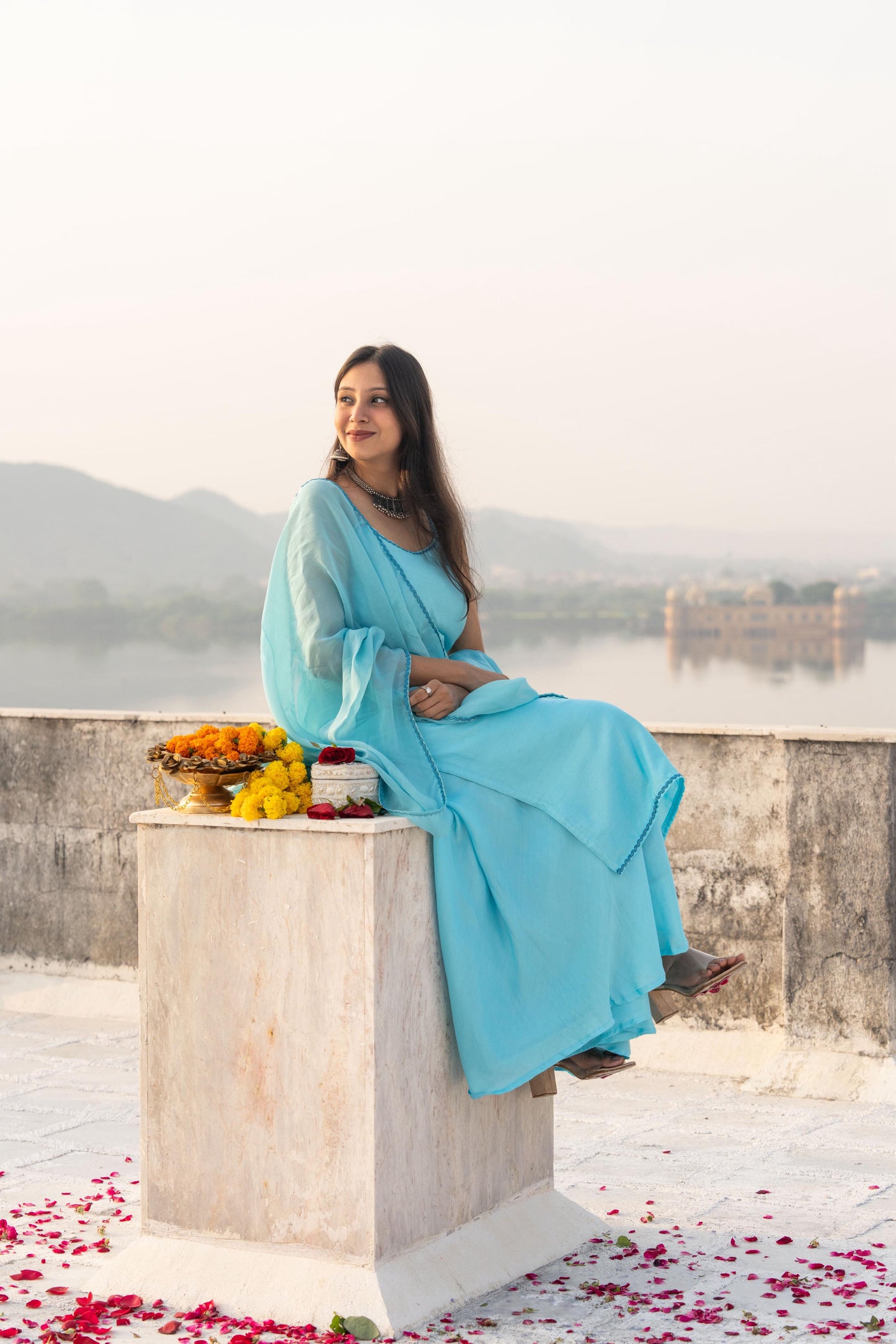 Aqua-Marine Strappy Kurta Set