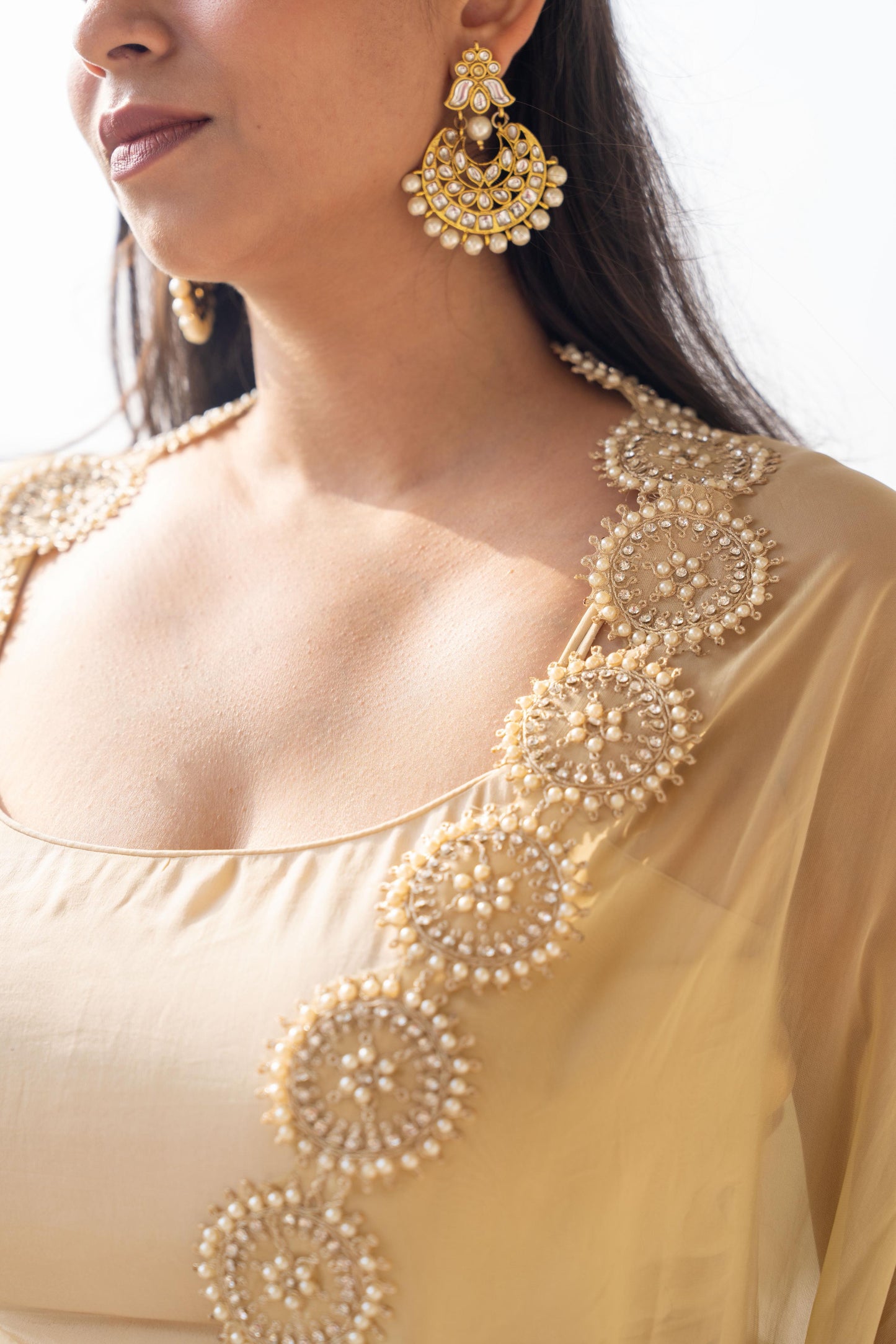 Saanjh - A Designer Ivory Draped Dhoti Skirt Set