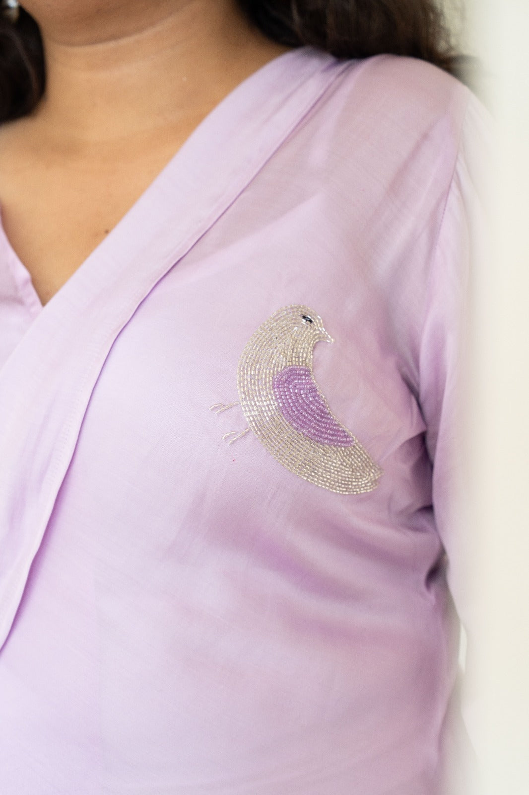 Lavender Asymmetrical Angrakha Wrap Set