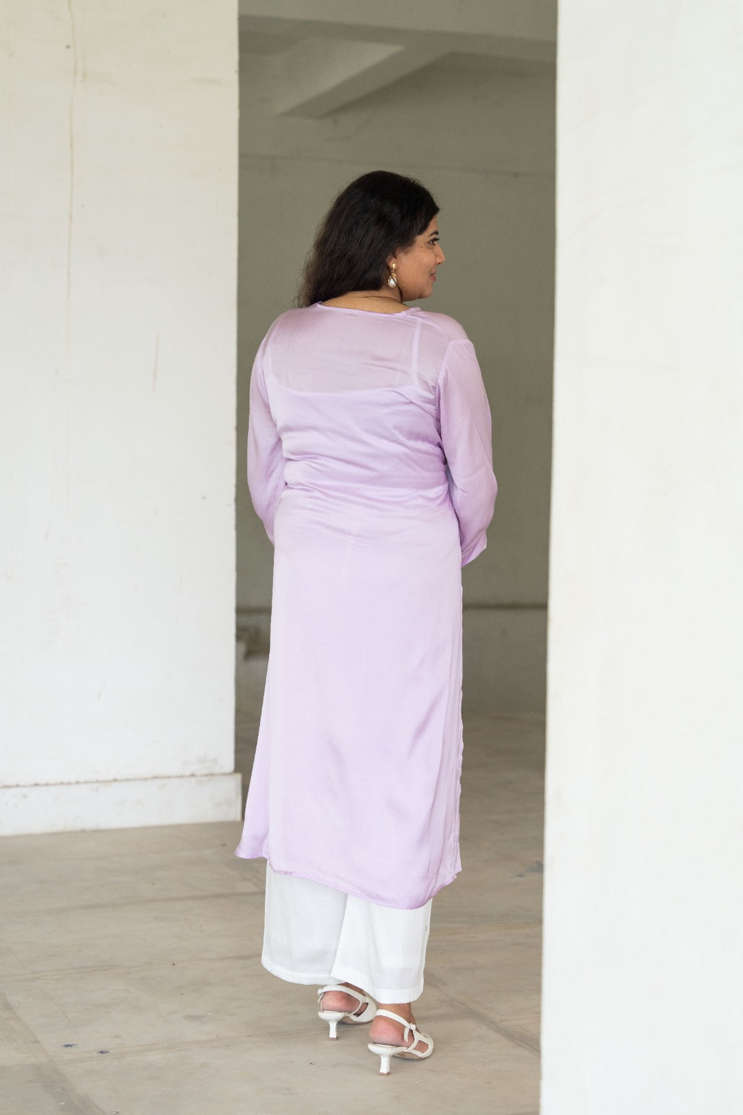 Lavender Asymmetrical Angrakha Wrap Set