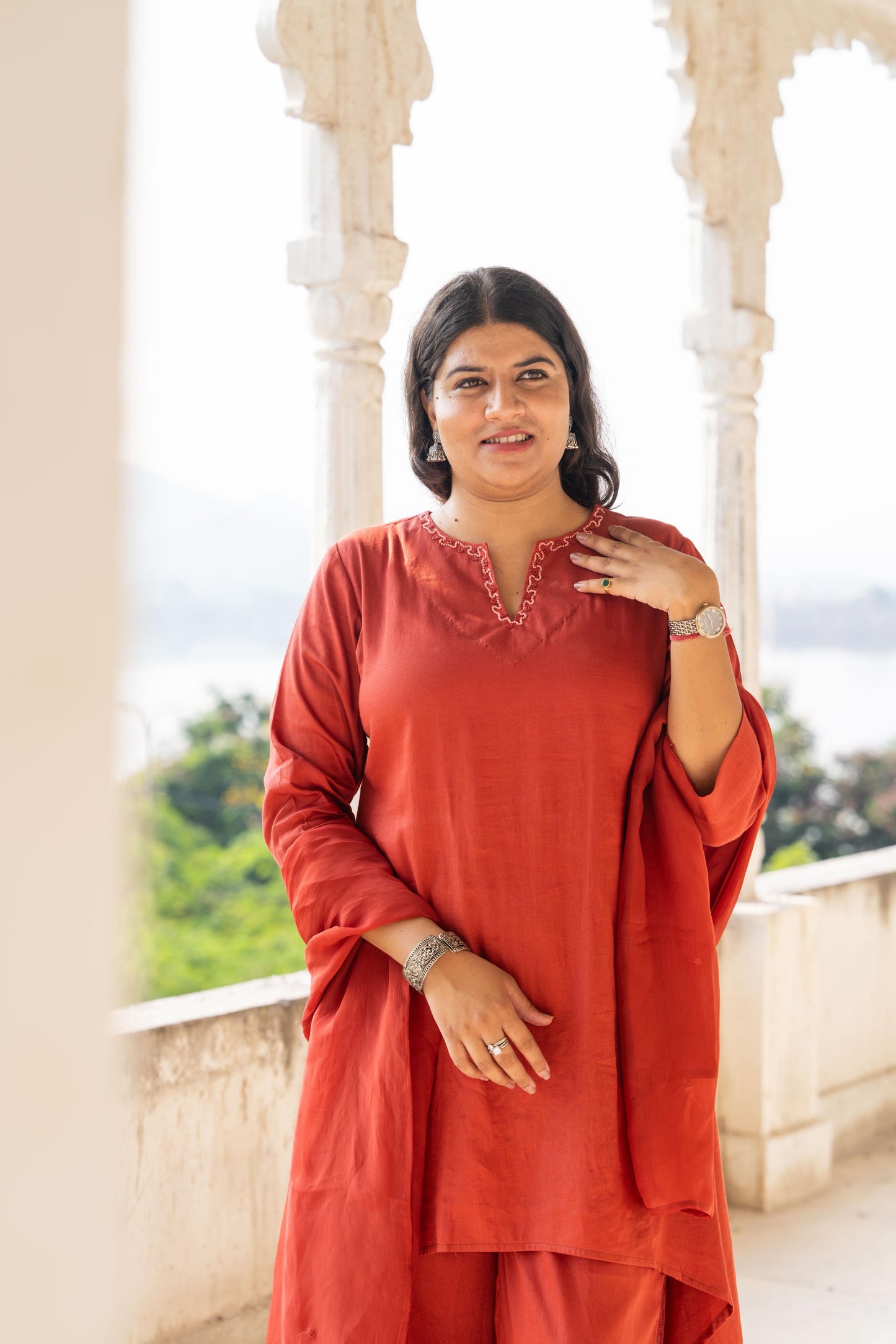 Saffron Rust Kurta-Set