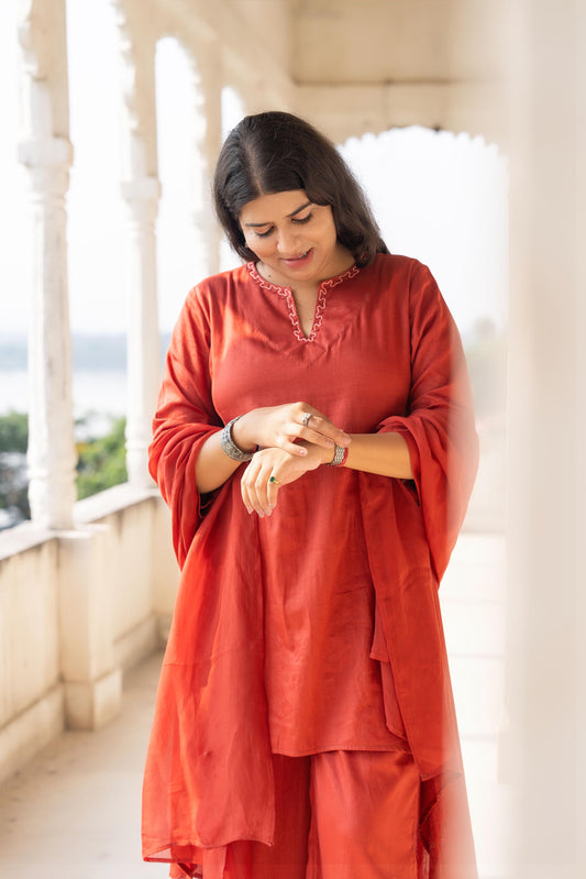 Saffron Rust Kurta-Set