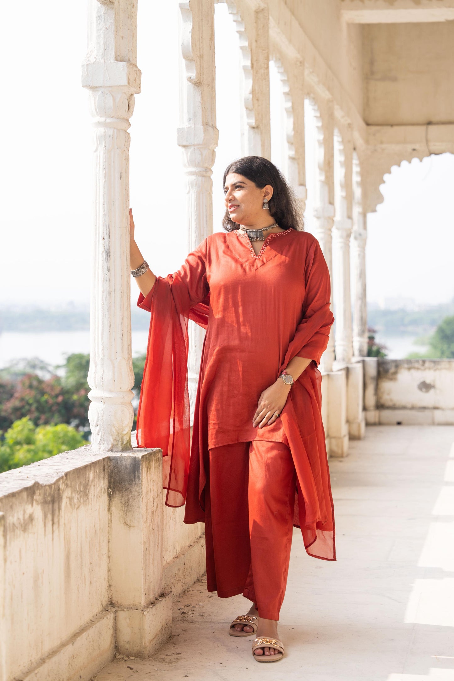 Saffron Rust Kurta-Set