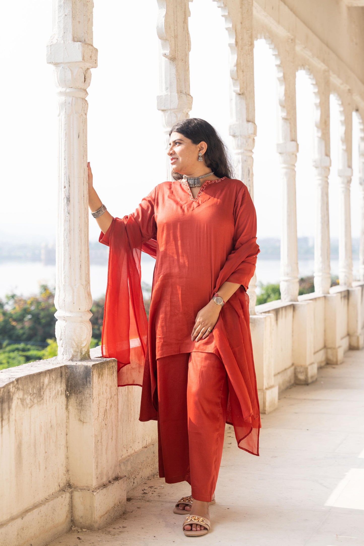 Saffron Rust Kurta-Set