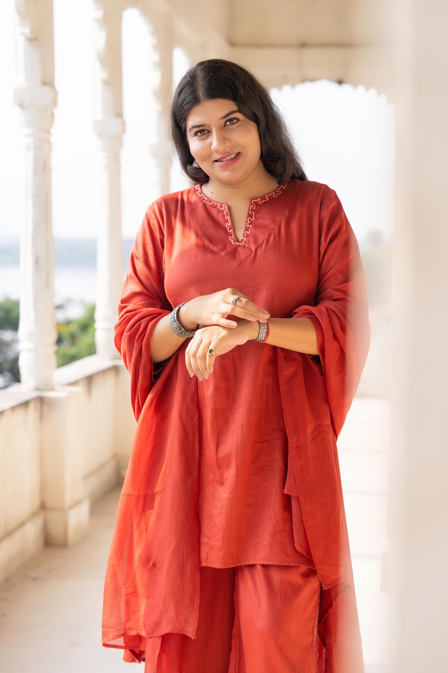 Saffron Rust Kurta-Set