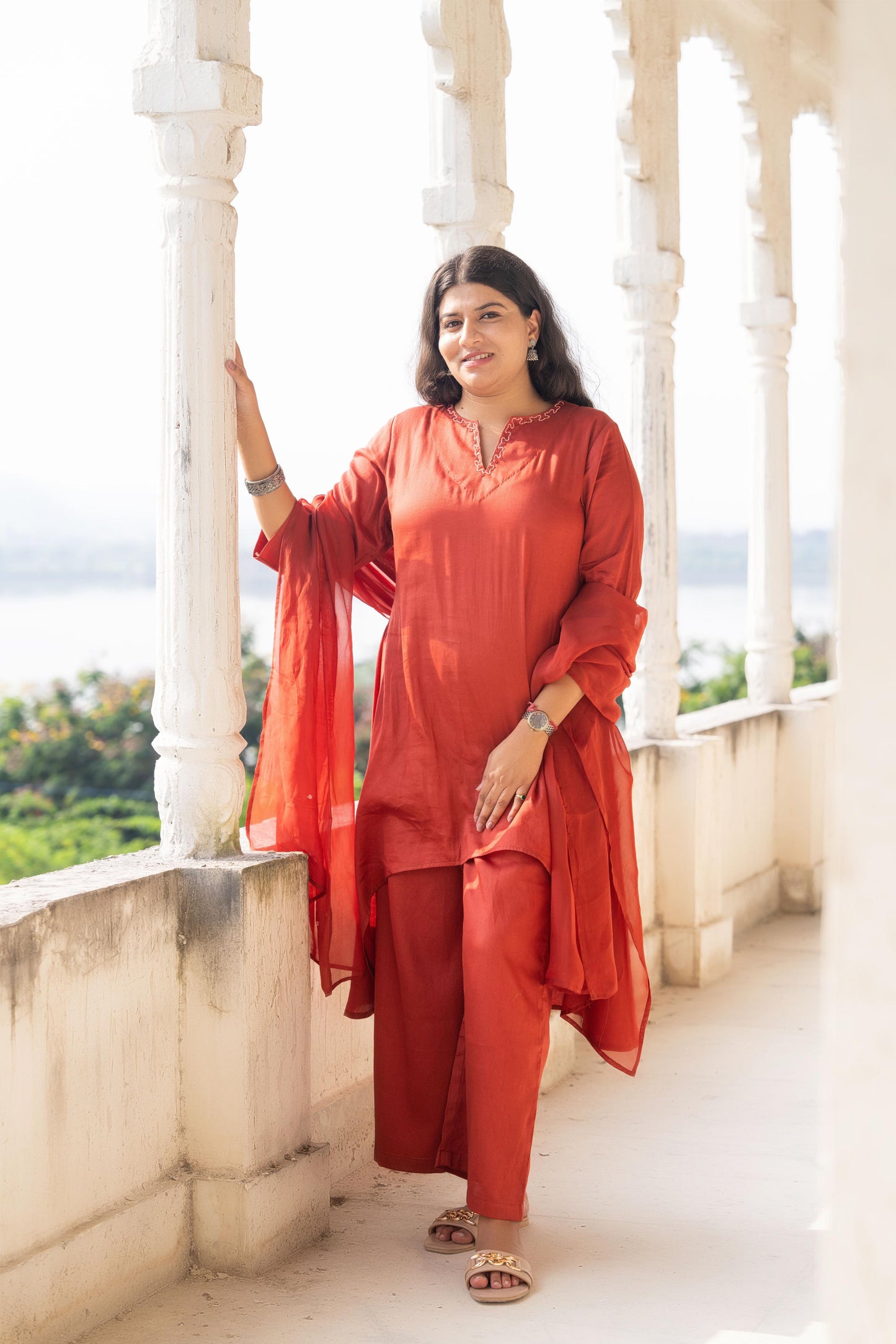 Saffron Rust Kurta-Set