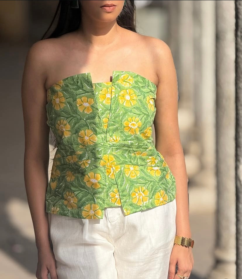 Green Lush Corset-style Top