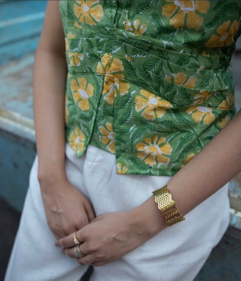 Green Lush Corset-style Top